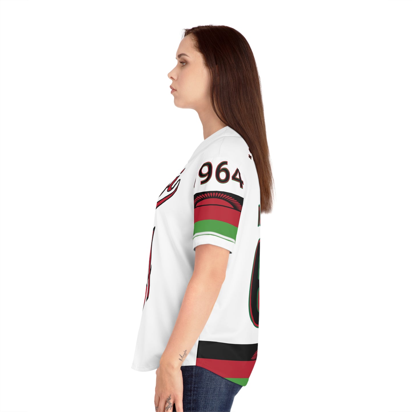 White Malawi 64 Women's Baseball Jersey - AOP, Sporty Style, Perfect for Game Day, National Holidays, Festivals, Unique Gift Idea