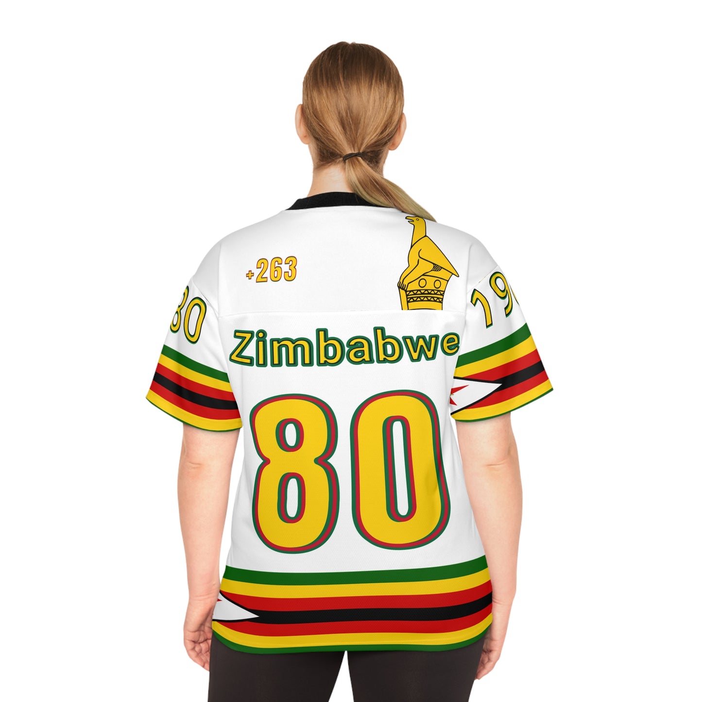 White Vibrant NFL Zimbabwe Jersey - Perfect for Game Day, Sports Events, Parties, Fan Gear, Customizable Design