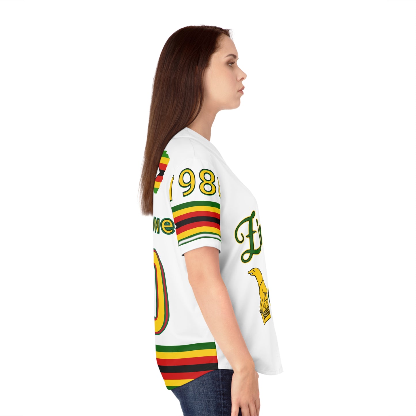 White Vintage Zimbabwe Baseball Jersey, AOP Women’s Sportswear, Perfect for Game Days, Travel, and Heritage Celebrations