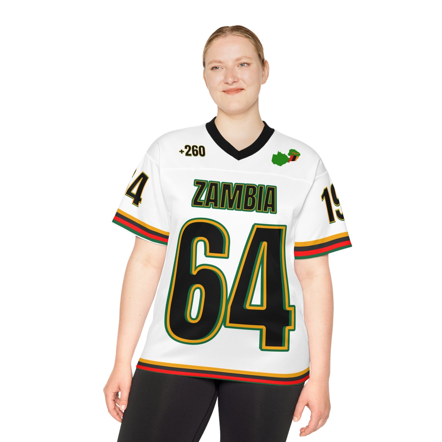 White Customizable Unisex American Football Jersey, Zambia Sports Apparel, Casual Game Day Shirt, Fan Gear, Team Spirit Wear, Unique Gift Idea