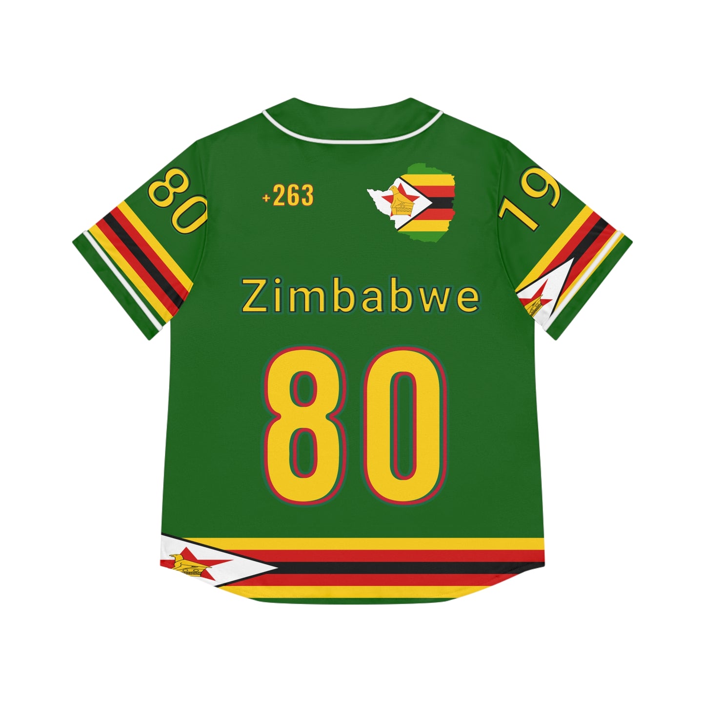 Green Vintage Zimbabwe Baseball Jersey, AOP Women’s Sportswear, Perfect for Game Days, Travel, and Heritage Celebrations