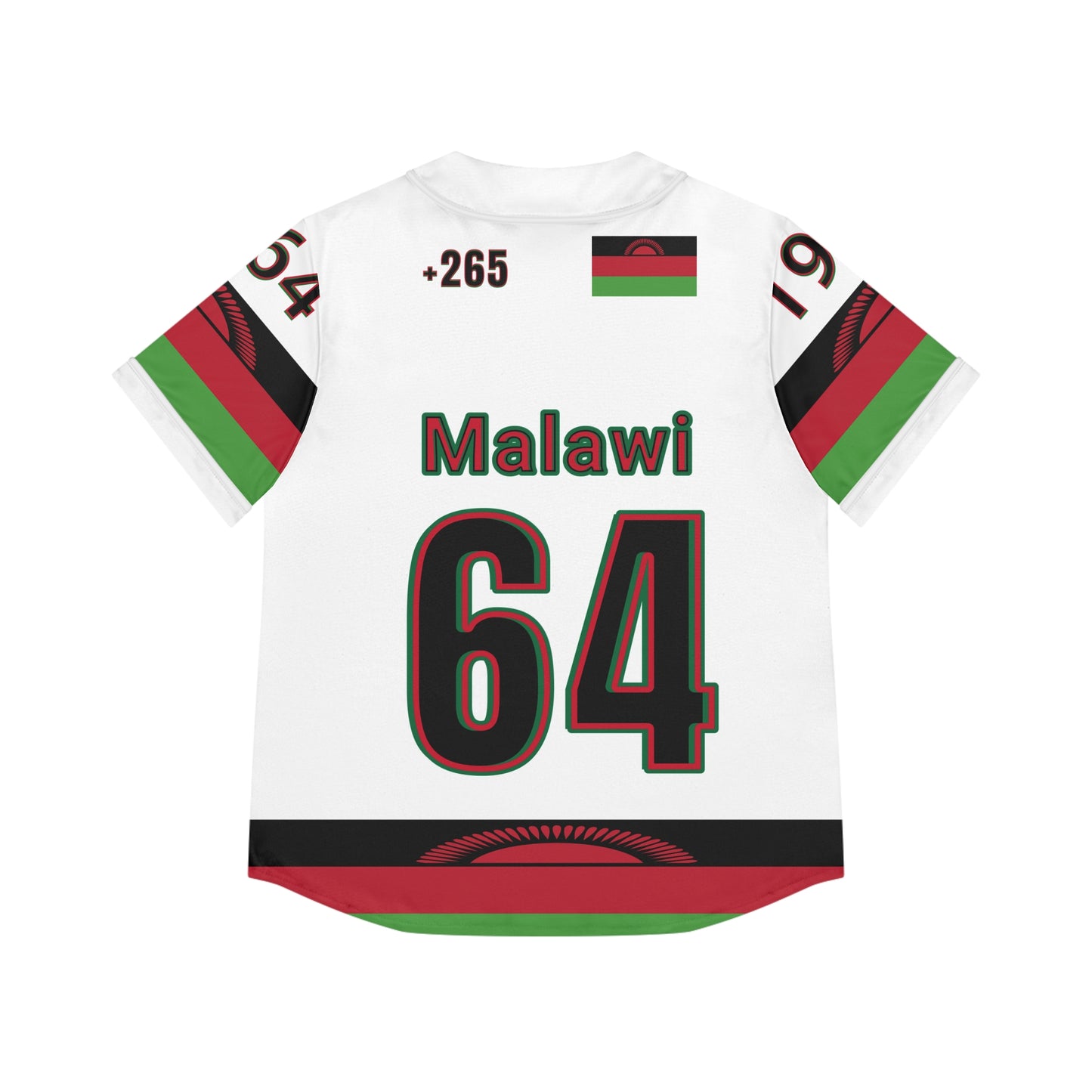 White Malawi 64 Women's Baseball Jersey - AOP, Sporty Style, Perfect for Game Day, National Holidays, Festivals, Unique Gift Idea