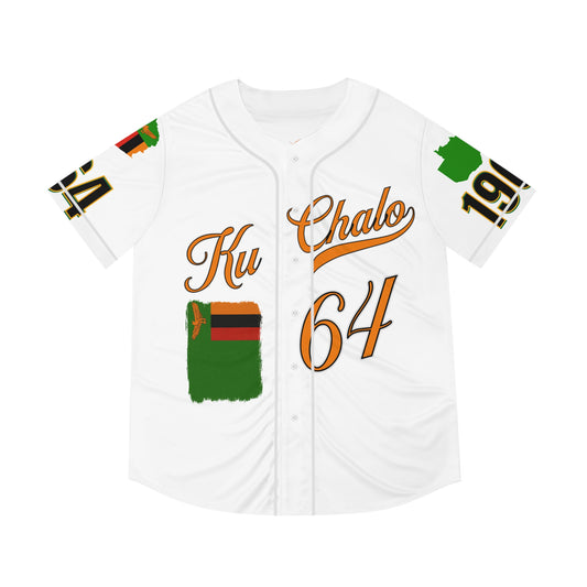 White Zambia Pride Baseball Jersey, Support Zambia, Ku Chalo 64 Jersey, Unique Men's Sportswear, Perfect for Game Day, Heritage Celebration