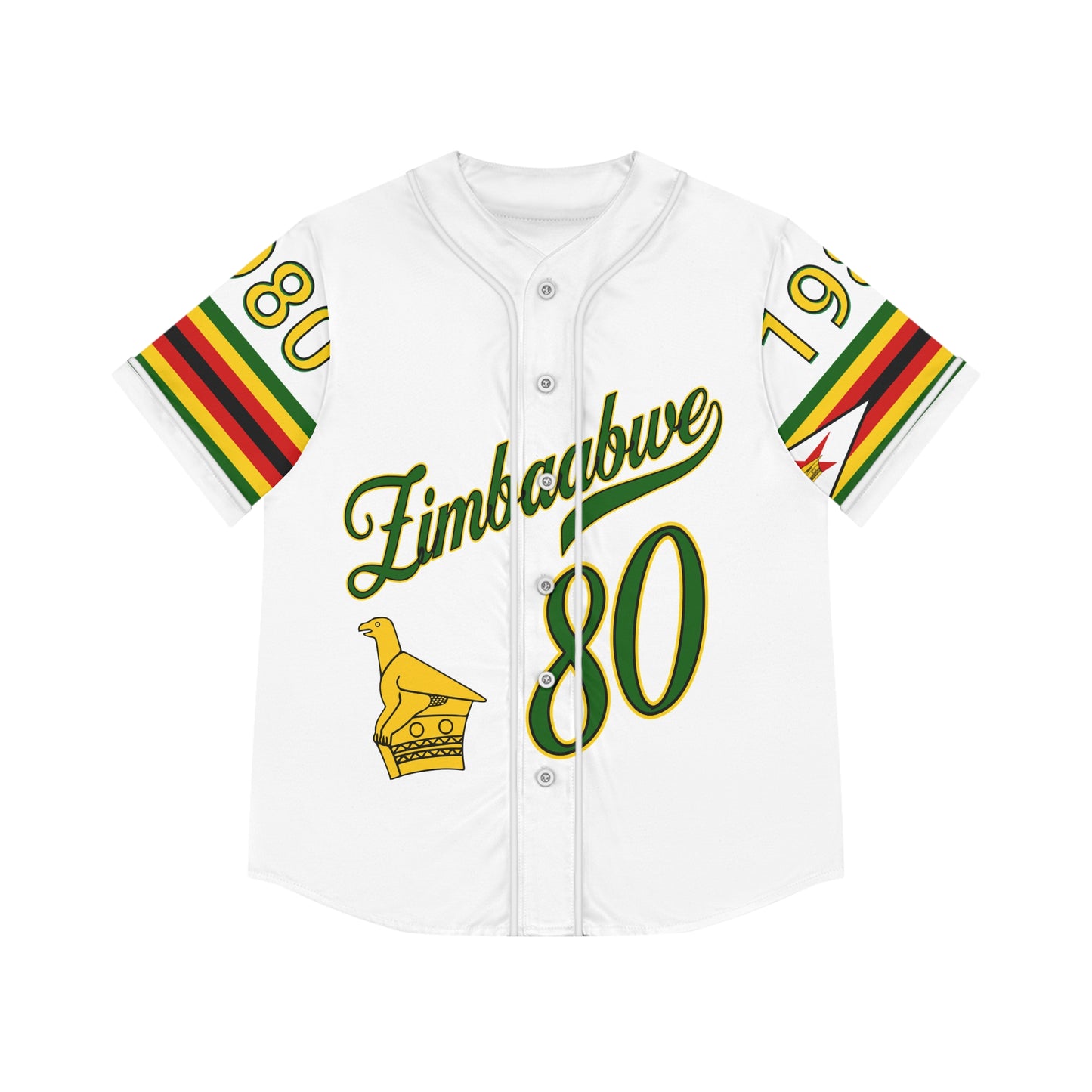 White Vintage Zimbabwe Baseball Jersey, AOP Women’s Sportswear, Perfect for Game Days, Travel, and Heritage Celebrations
