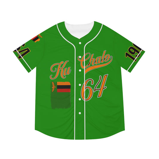 Green Zambia Pride Baseball Jersey, Support Zambia, Ku Chalo 64 Jersey, Unique Men's Sportswear, Perfect for Game Day, Heritage Celebration