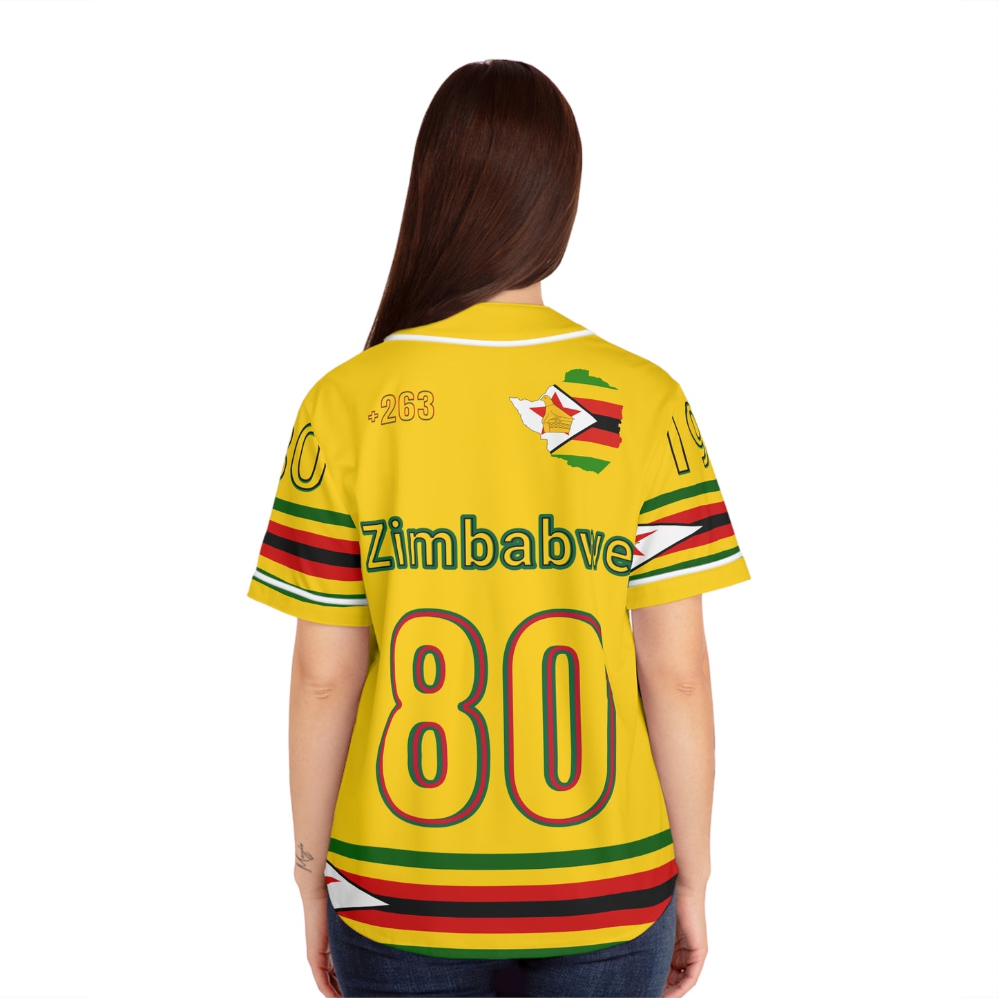 Yellow Vintage Zimbabwe Baseball Jersey, AOP Women’s Sportswear, Perfect for Game Days, Travel, and Heritage Celebrations