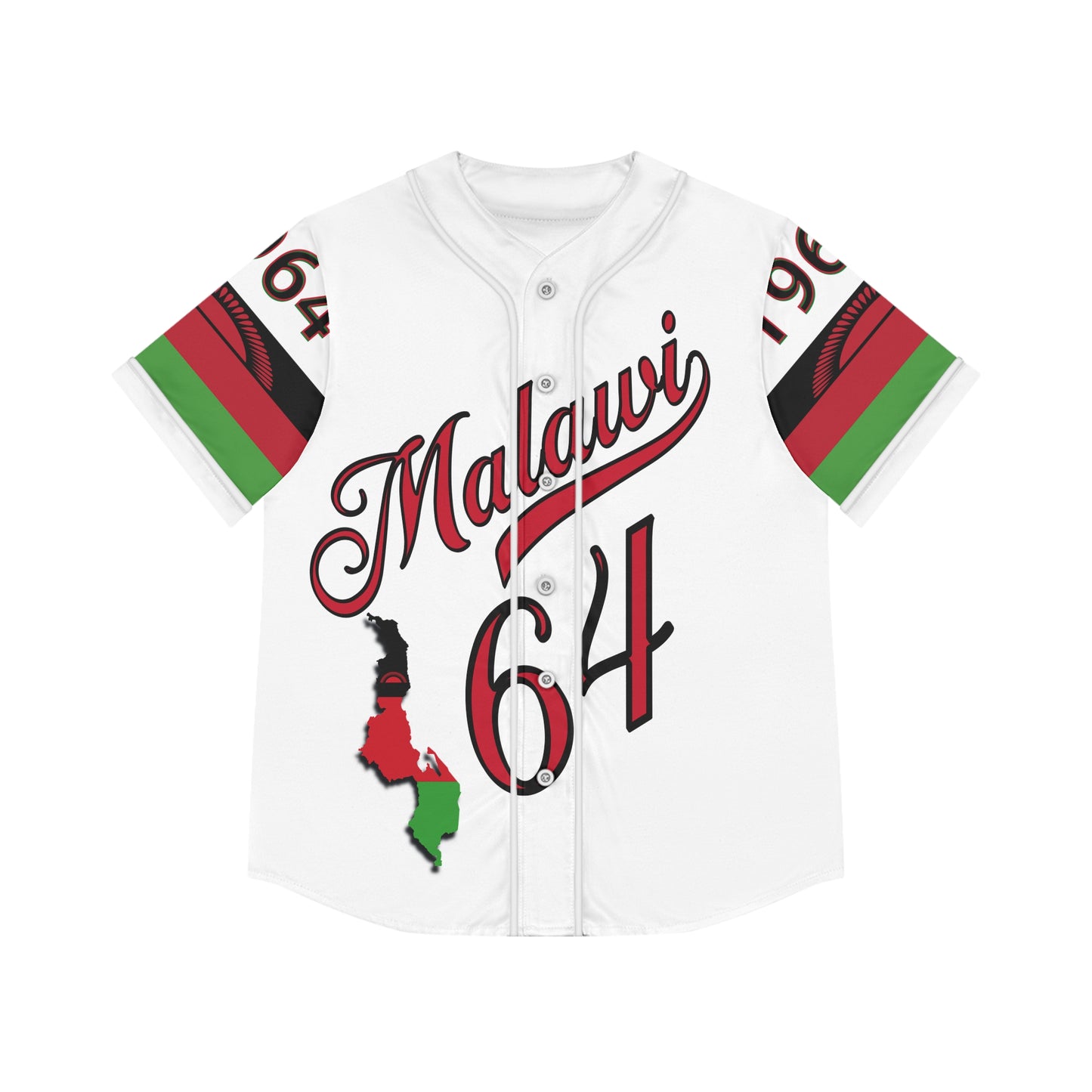 White Malawi 64 Women's Baseball Jersey - AOP, Sporty Style, Perfect for Game Day, National Holidays, Festivals, Unique Gift Idea