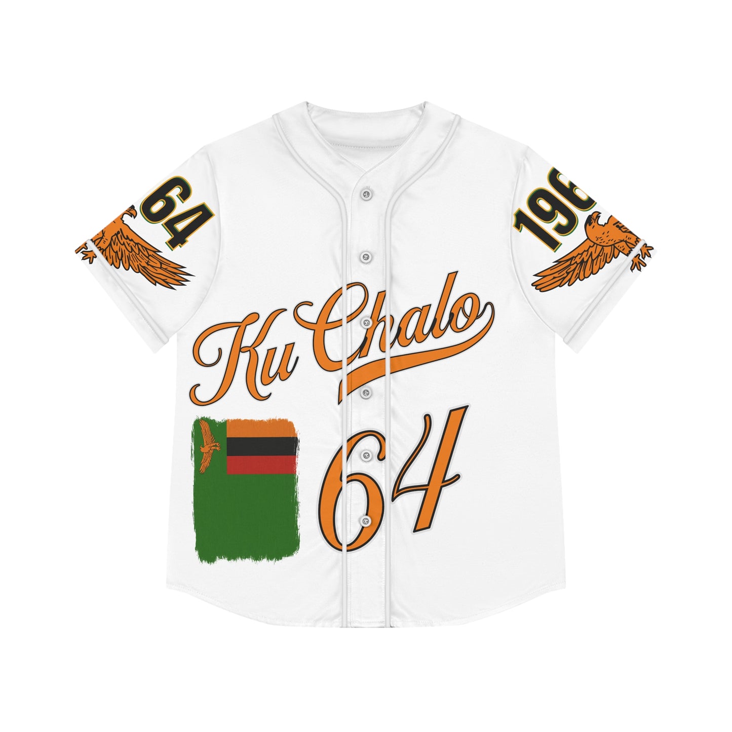 White Zambia Pride Women's Baseball Jersey, AOP Sportswear, Gift for Fans, Summer Outing Apparel, Casual Wear, Celebration Clothing