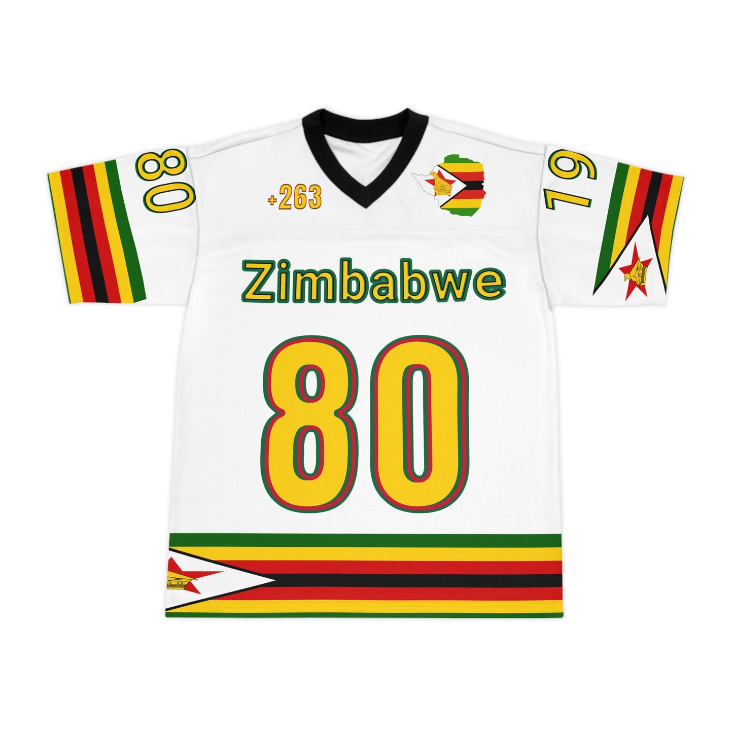White Vibrant NFL Zimbabwe Jersey - Perfect for Game Day, Sports Events, Parties, Fan Gear, Customizable Design