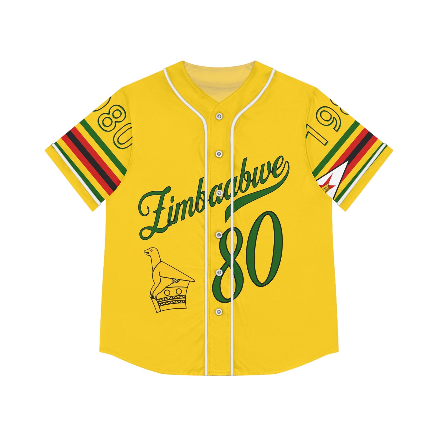 Yellow Vintage Zimbabwe Baseball Jersey, AOP Women’s Sportswear, Perfect for Game Days, Travel, and Heritage Celebrations