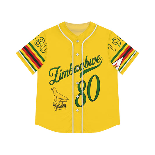 Yellow Vintage Zimbabwe Baseball Jersey, AOP Women’s Sportswear, Perfect for Game Days, Travel, and Heritage Celebrations