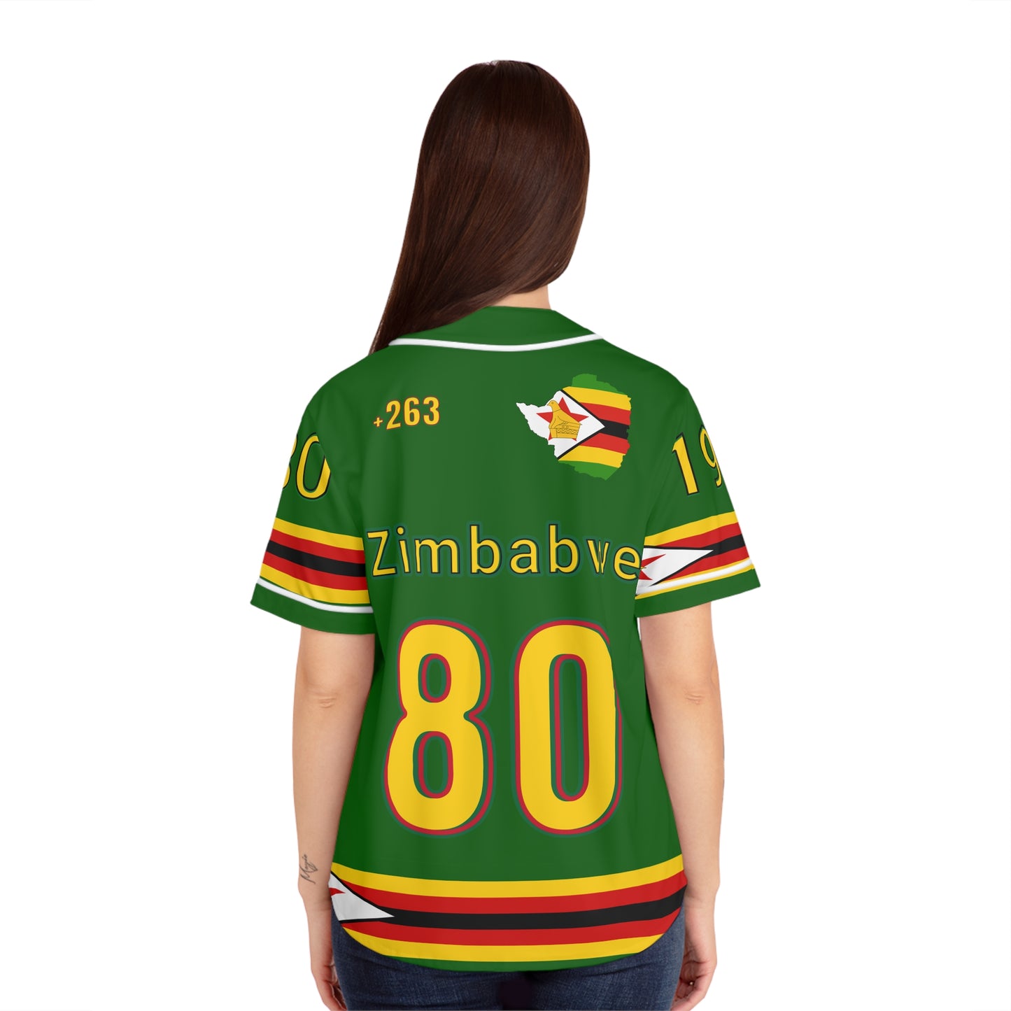 Green Vintage Zimbabwe Baseball Jersey, AOP Women’s Sportswear, Perfect for Game Days, Travel, and Heritage Celebrations