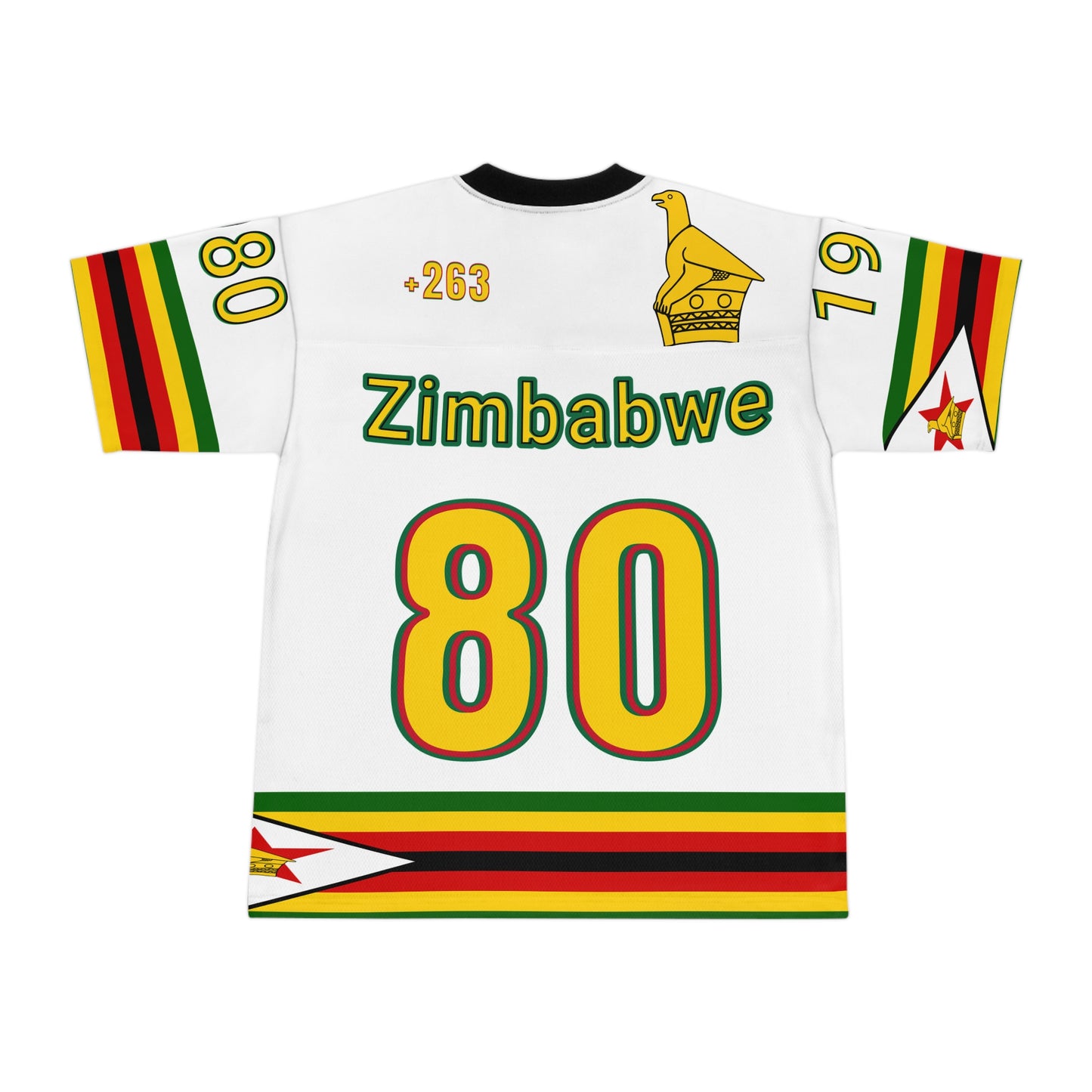 White Vibrant NFL Zimbabwe Jersey - Perfect for Game Day, Sports Events, Parties, Fan Gear, Customizable Design